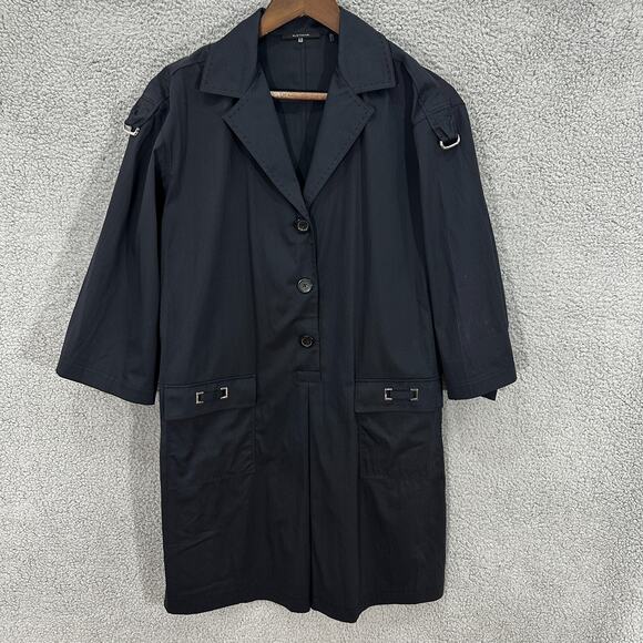 Elie Tahari Jacket Womens Size‎ 6 Utility D Ring Black Cotton Blend Quiet Luxury - Picture 1 of 12
